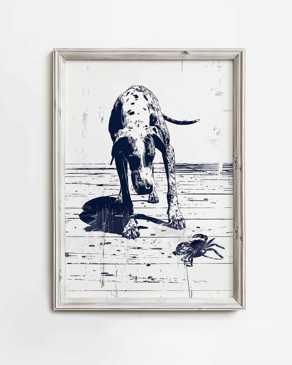 Boardwalk Dog Crab Coastal Sea Life Art Print
