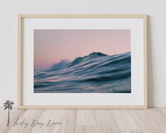 Ocean Wave Curl At Pink Sunset Dramatic Surfing Photo Poster