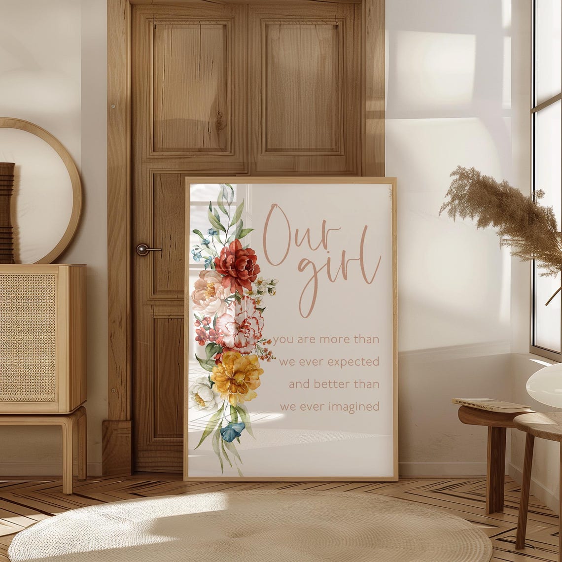 Our Girl Art Print Floral Our Girl Sign Nursery Decor Baby Girl Room Decor Wildflower Wall Art Print Boho Floral Instant Dup - Image 2