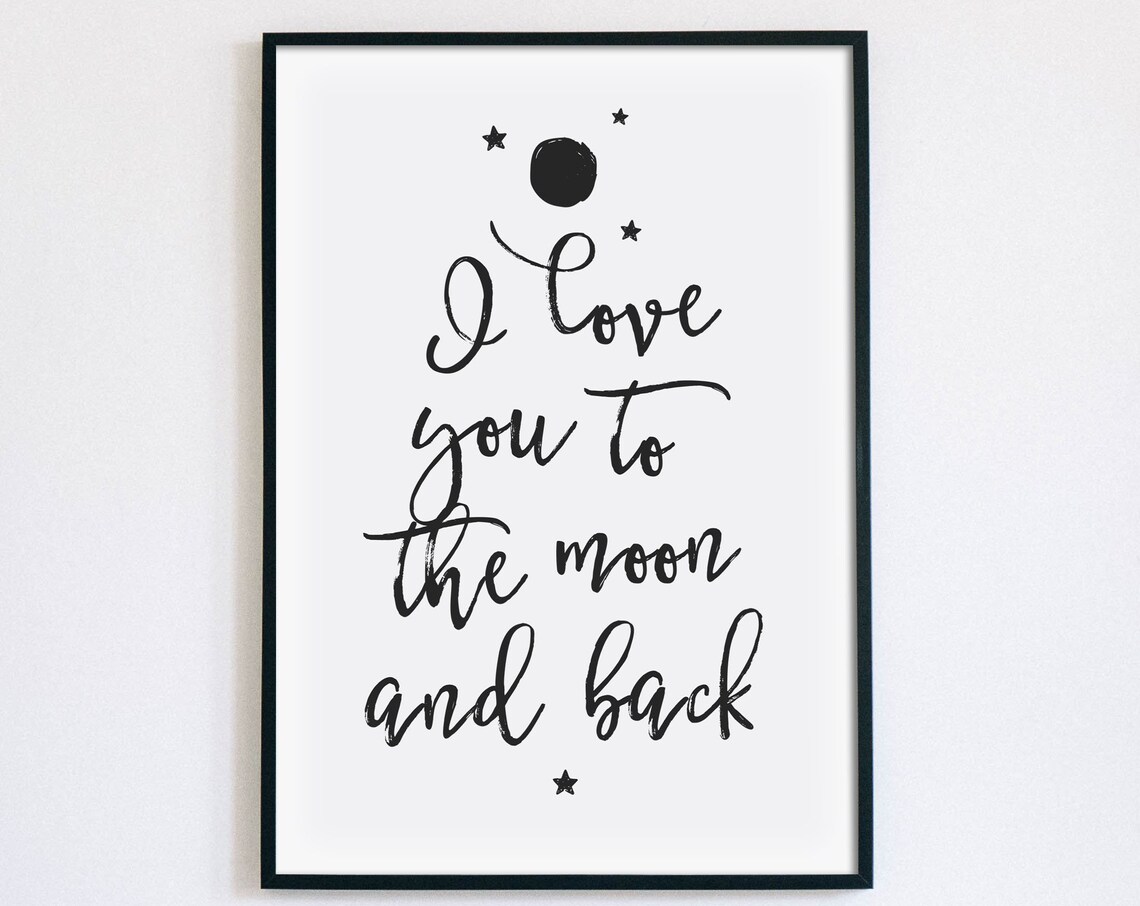 I Love You To The Moon And Back Nursery Star Quote Wall Poster