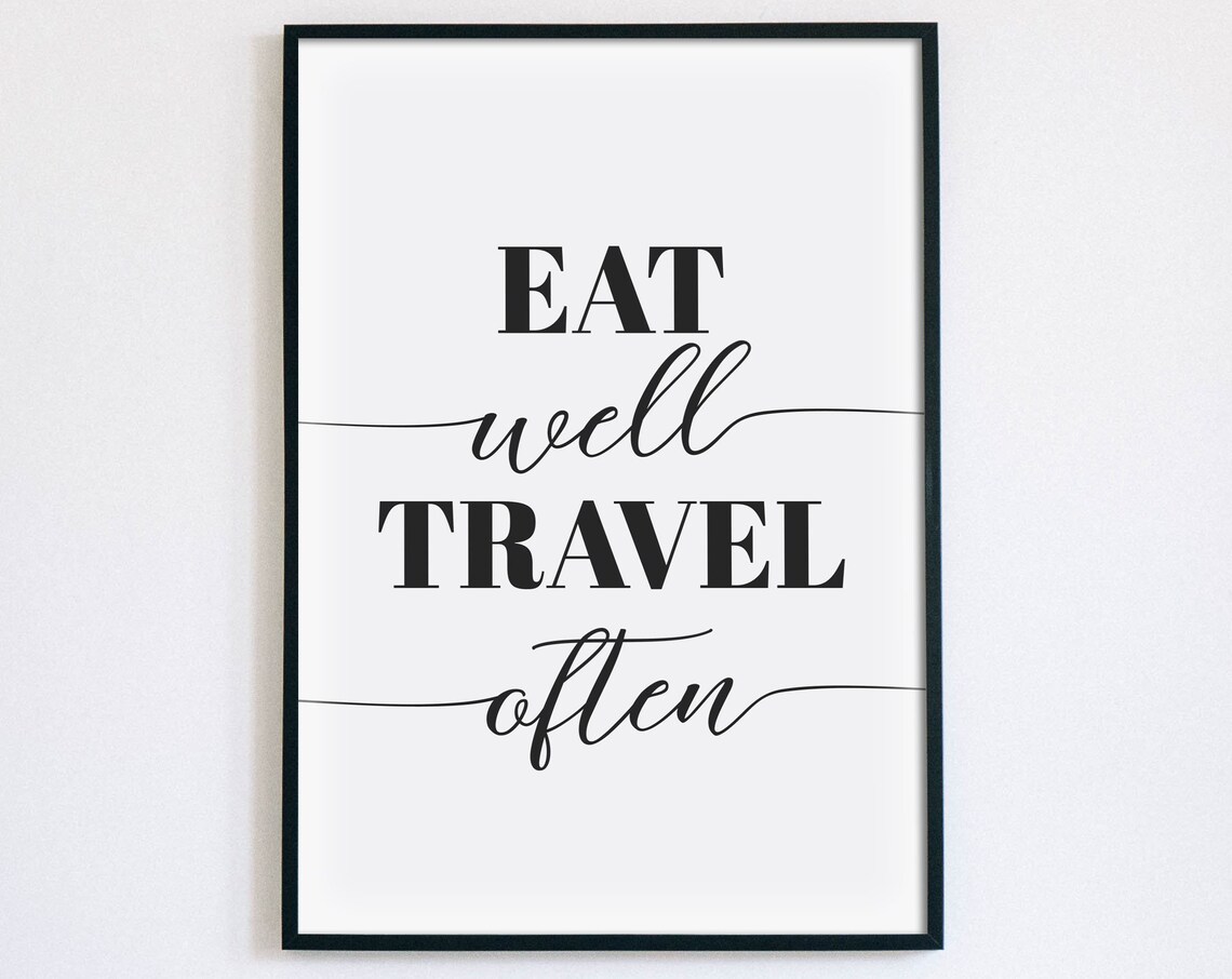 Eat Well Travel Often Wanderlust Minimalist Travel Quote Poster