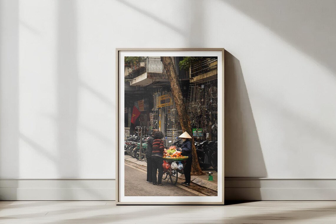 Hanoi Fruit Bike Vendor Street Scene Vietnam Photography Poster