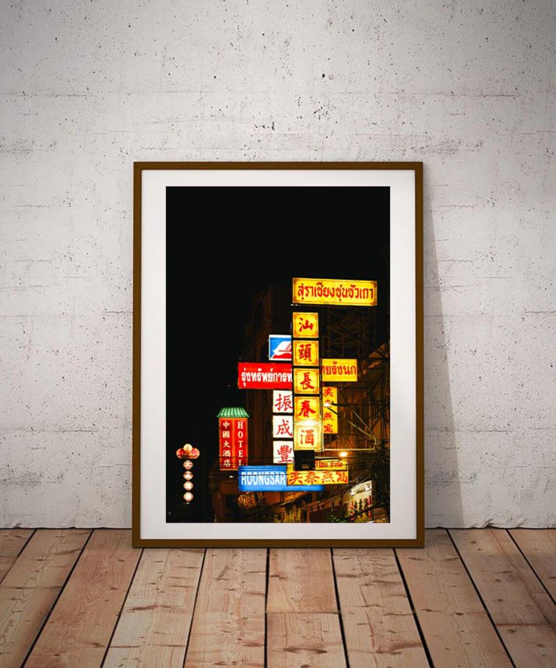 Bangkok Chinatown Night Neon Signs Urban Street Photo Art Poster