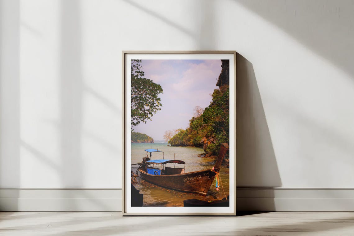 Thai Longtail Boat on Tropical Island Beach Photography Poster