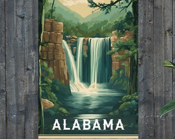 Alabama Vintage Travel Poster Print Wall Art Gift Idea Home Decor