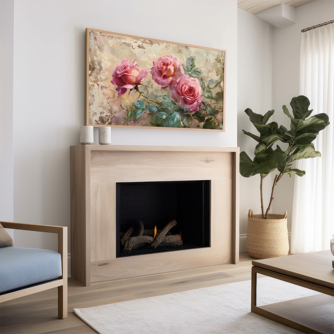 Frame Tv Art Pink Roses Vintage Floral Oil Painting Valentines Floral Tv Art Botanical Tv0013 - Image 2