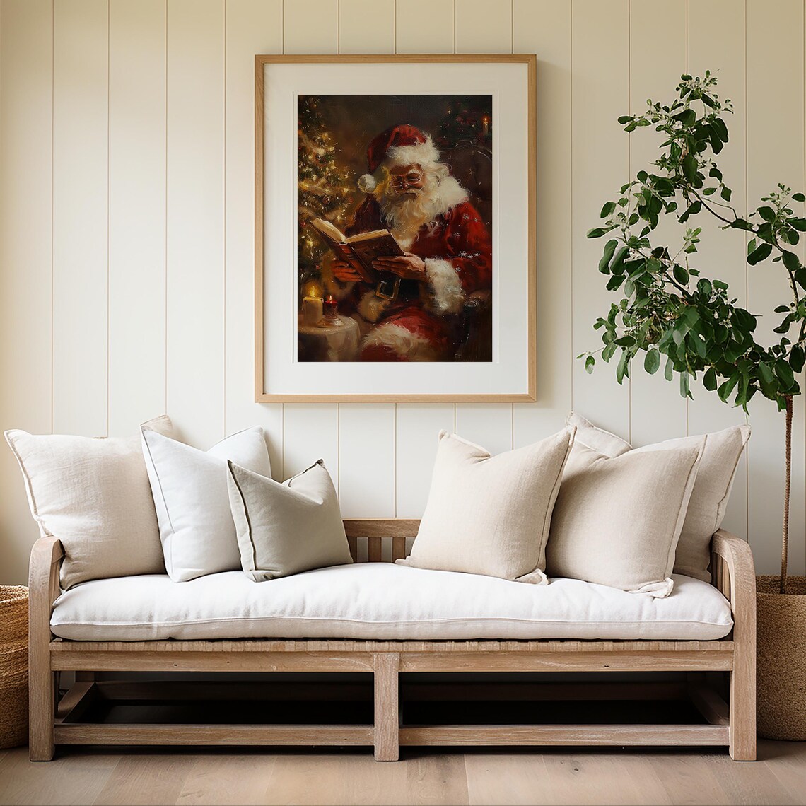 Santa Claus Reading a Storybook by the Christmas Tree Poster - Image 4