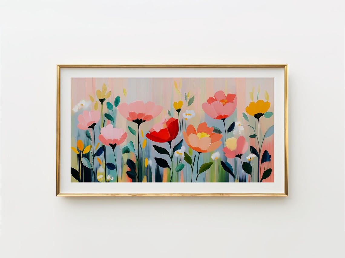 Bold Colorful Spring Flower Garden Vibrant Blooms Framed Art Poster - Image 3