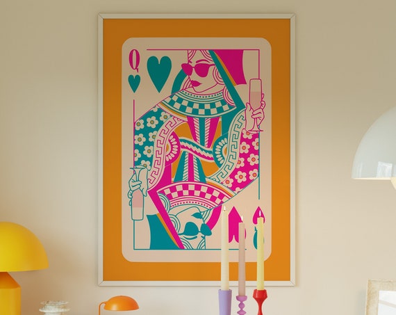 Queen Of Hearts Maximalist Home Bar Cart Poster