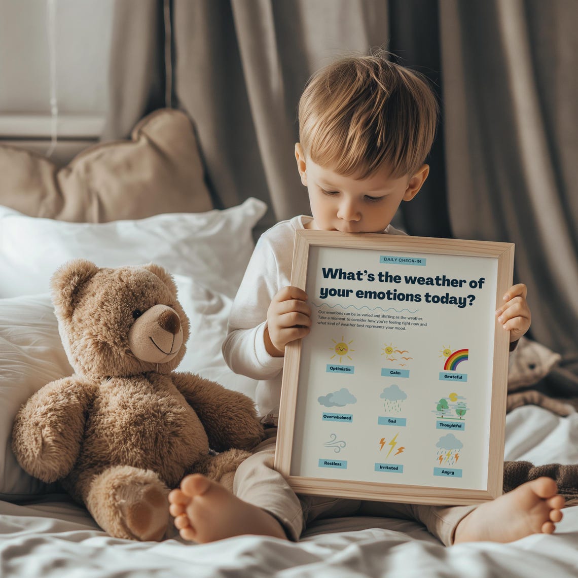 Kids Feelings Chart Poster How Do You Feel Today Emotions Faces Art