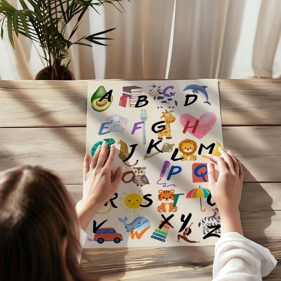Abc Poster For Kids Alphabet Wall Art Educational Kids Nursery Room Decor Toddler Learning Poster Kids Room Wall Art Preschool