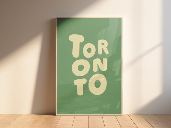 Toronto Retro Bubble Letter Typography Forest Green Travel Poster
