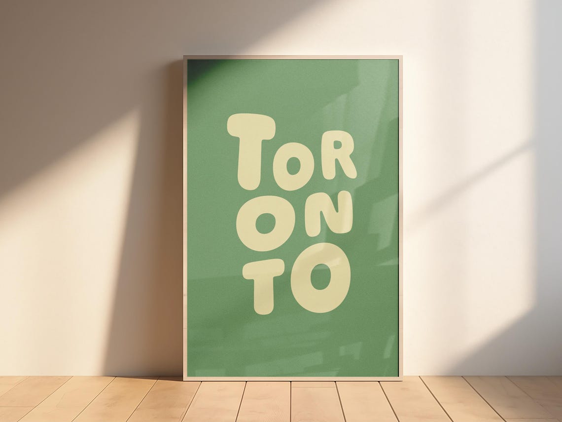 Toronto Retro Bubble Letter Typography Forest Green Travel Poster