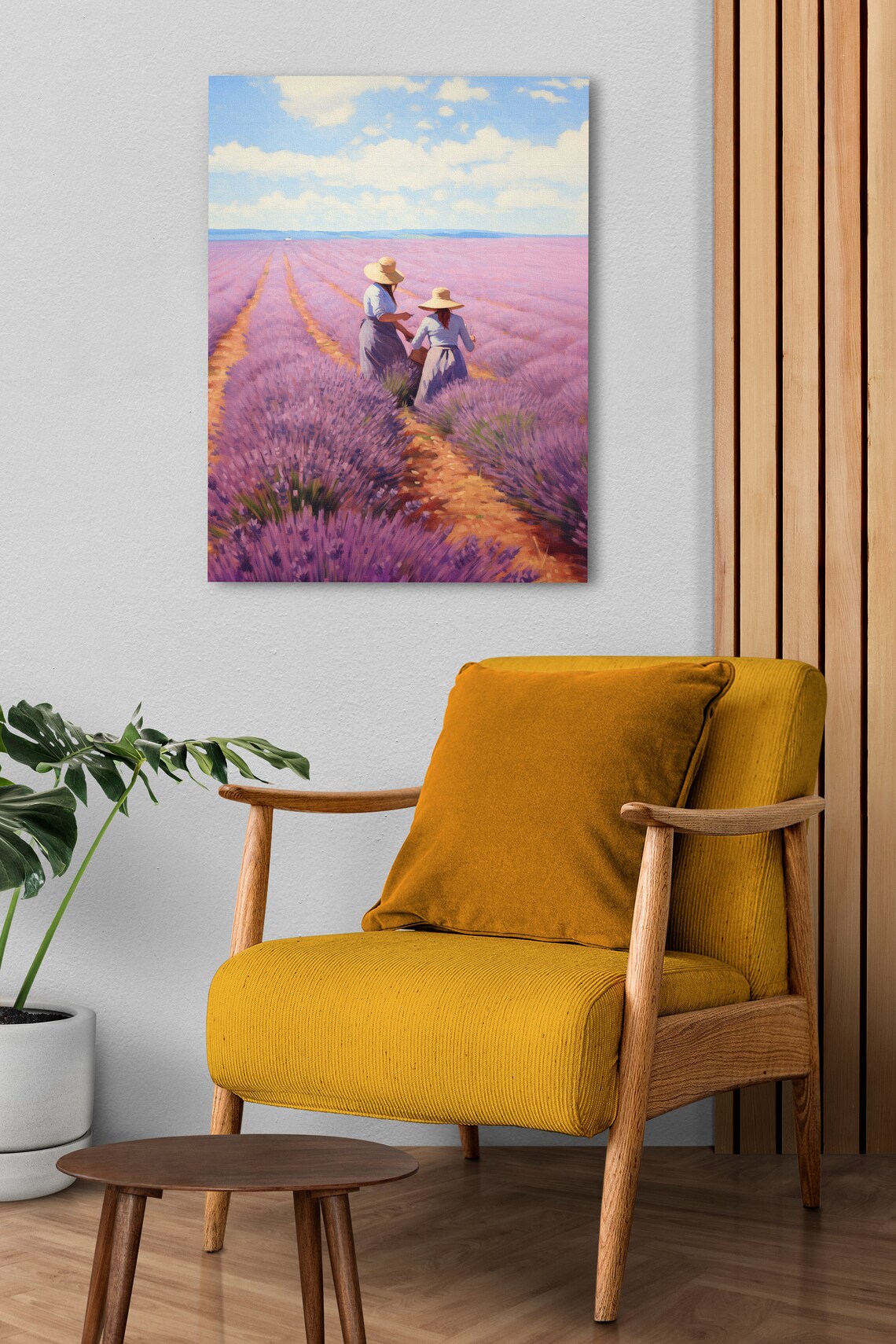 Lavender Harvest with Two Women in Straw Hats at Midday Poster - Image 2