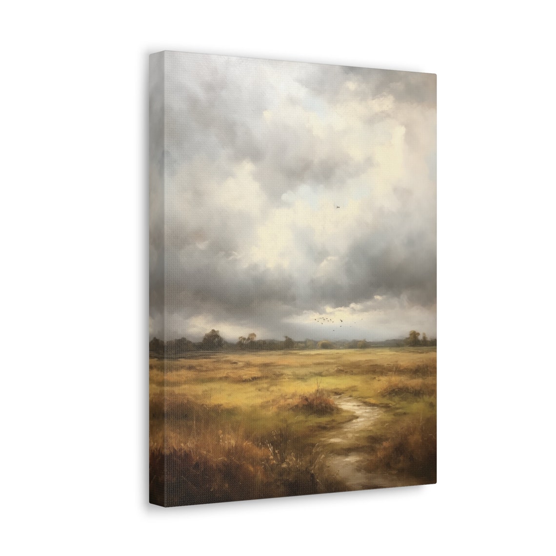 Moody Golden Field Poster with Winding Path Under Dramatic Clouds - Image 4