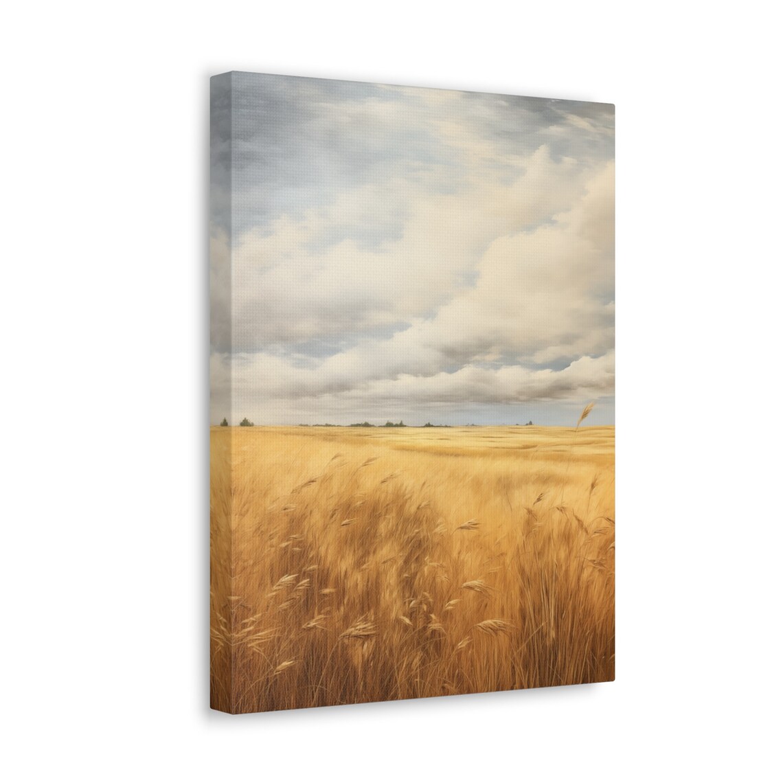 Golden Wheat Field Poster Under a Vast Cloudy Sky Minimalist Landscape - Image 4