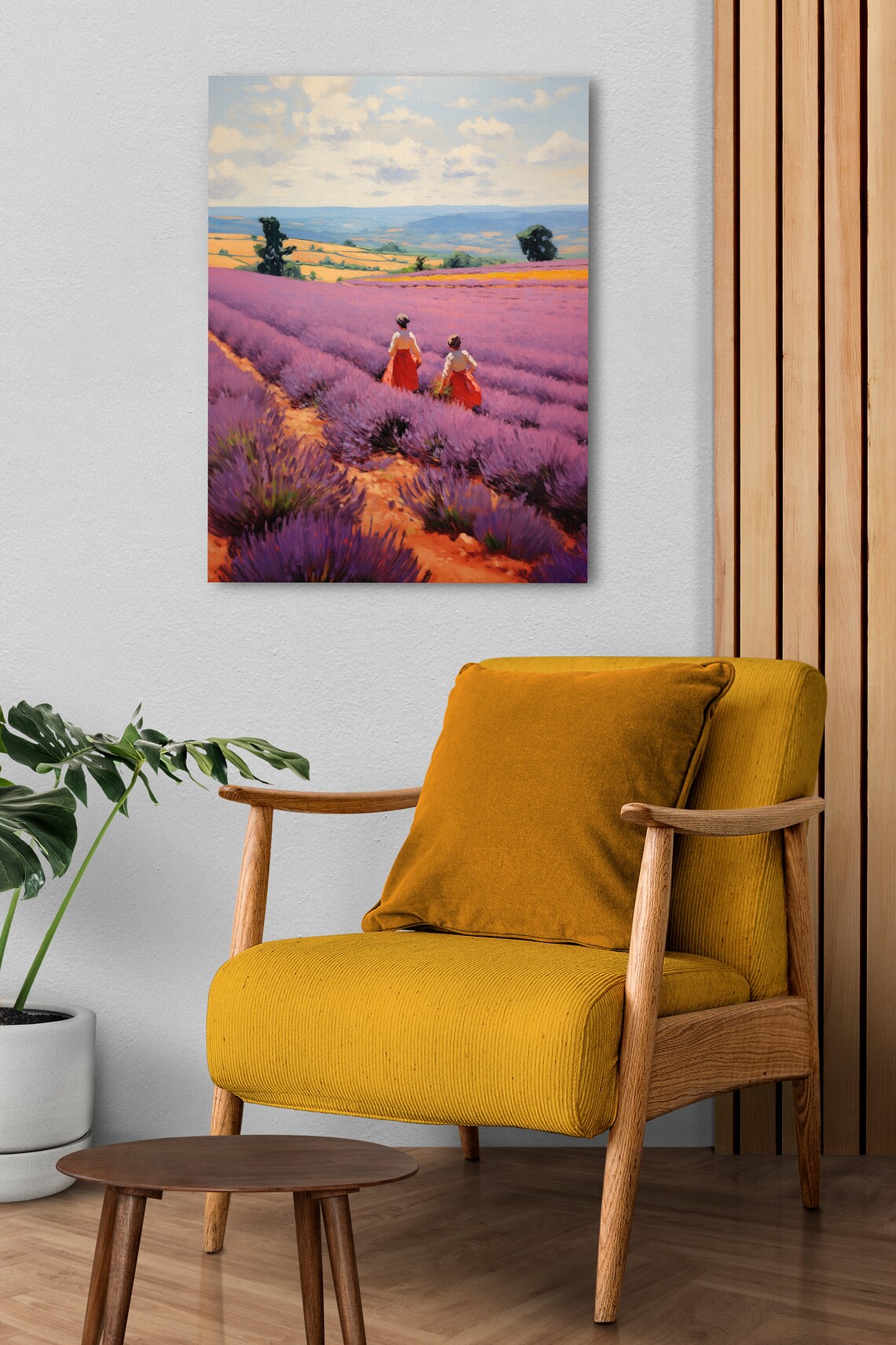Two Walkers in a Provence Lavender Field Poster Vintage Impressionist - Image 2