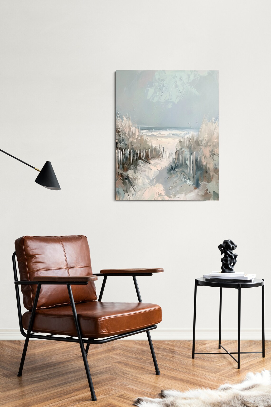 Pastel Beach Dunes Path Abstract Coastal Seascape Painting Poster - Image 2