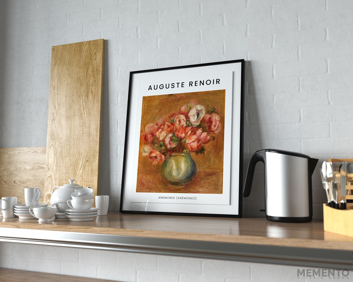 Auguste Renoir Anemones Impressionist Floral Painting Vase Bouquet Poster - Image 3