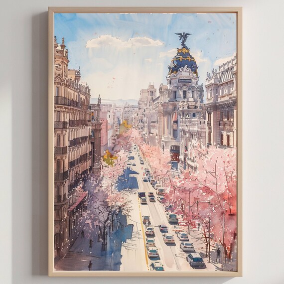 Madrid Spain Europe Watercolor Travel Poster