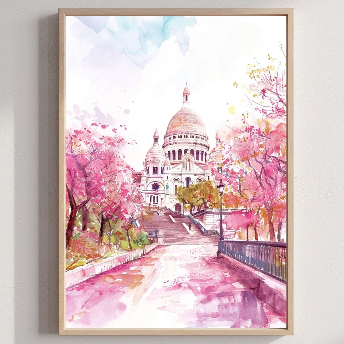 Basilique Du Sacrecoeur De Montmartre Paris Watercolor Travel Poster