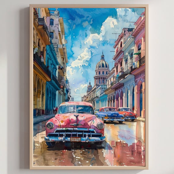 Caribbean Watercolor Travel Poster Print