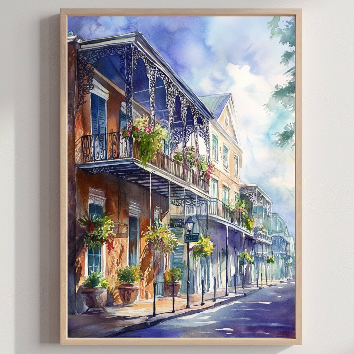 French Quarter New Orleans Louisiana Watercolor Travel Poster