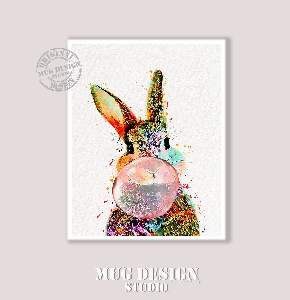Happy Rabbit And Bubblegum Pop, Rabbit Illustration - Image 2