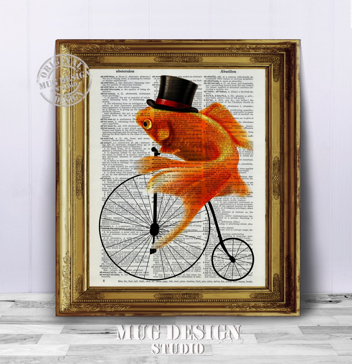 Goldfish Riding Bike Dictionary Art Print