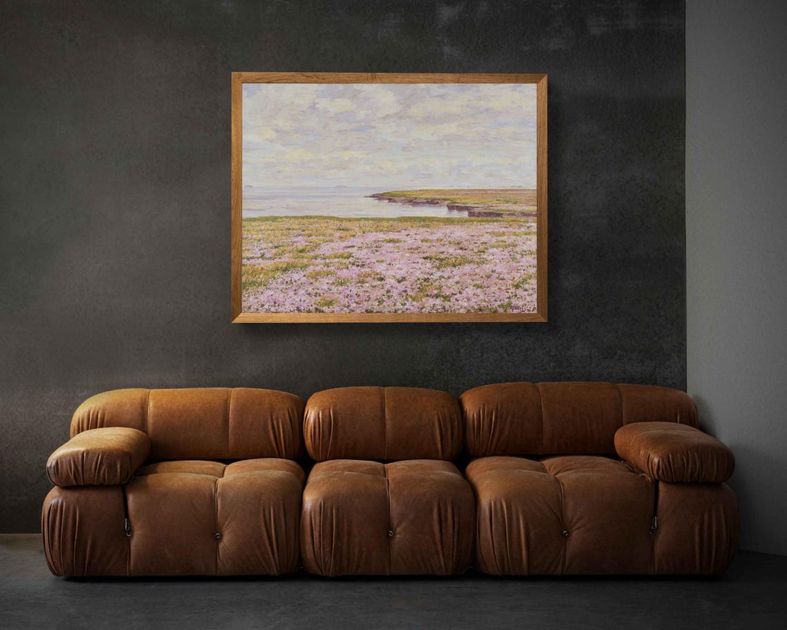 Vintage Seascape Floral Painting, Impressionist Coastal Art - Image 3