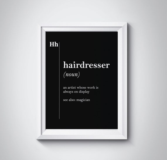 Hairdresser Definition Poster Hairdressing Salon Decor Stylist Gift Barber Gift Coworker Gift Barbershop Wall Art Black White Barber Print