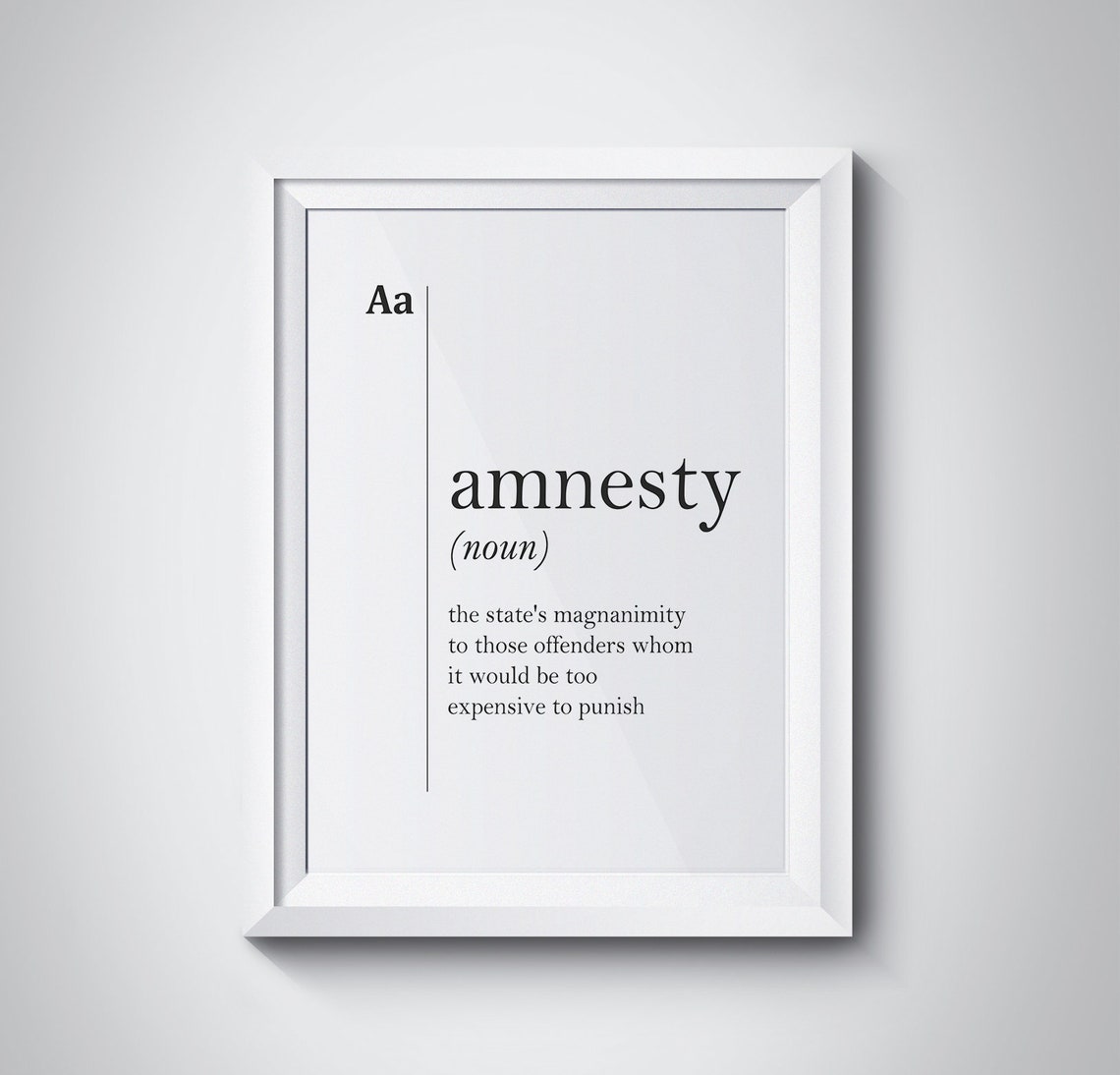 Funny Amnesty Dictionary Definition Quote White Typography Wall Art