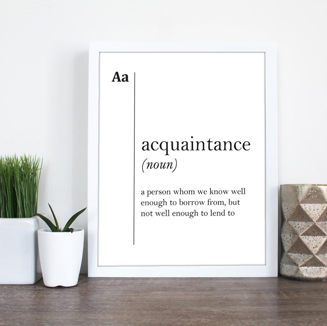 Funny Acquaintance Definition Quote White Minimalist Typography Print - Image 2