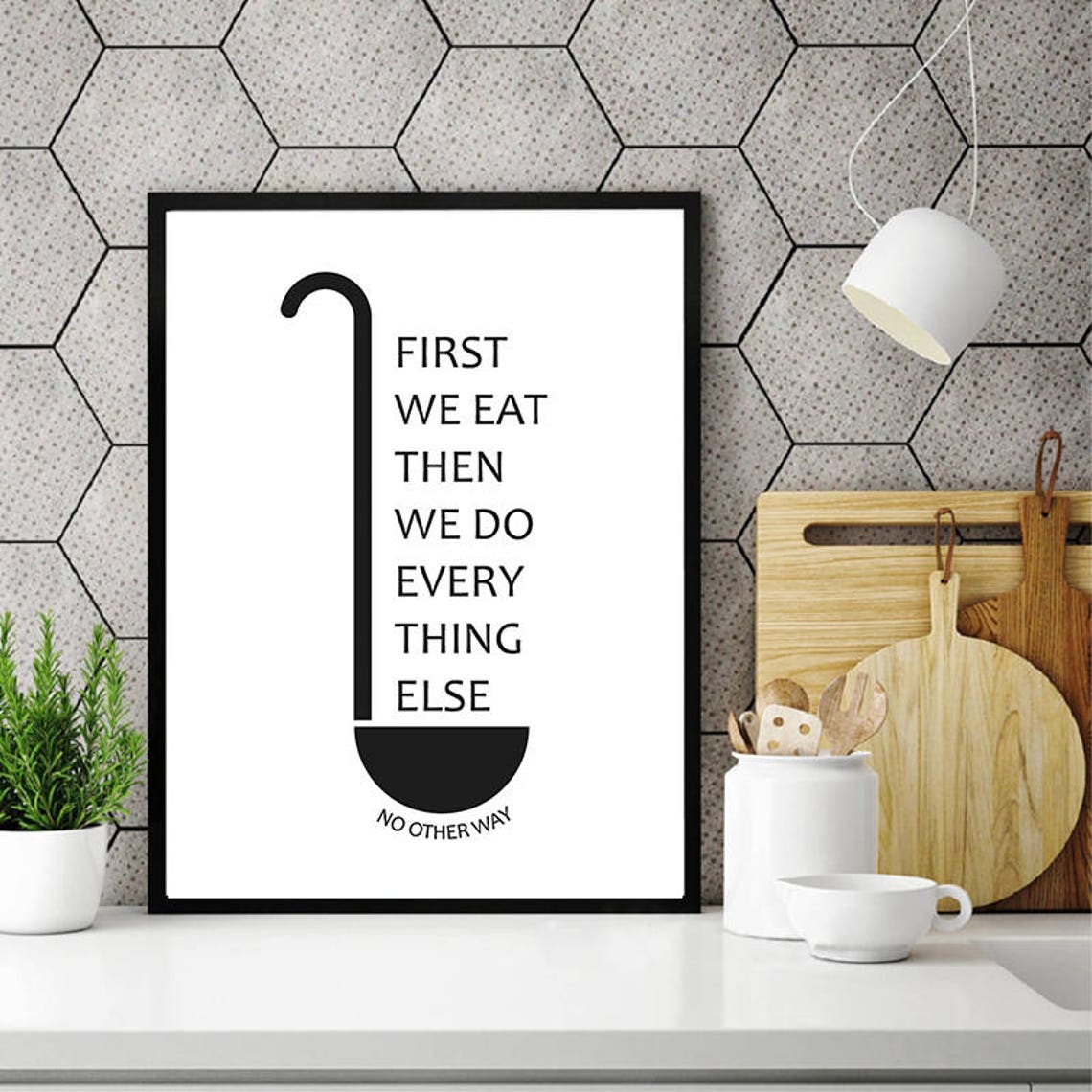 First We Eat Then We Do Everything Else Kitchen Spoon Gift Poster - Image 2
