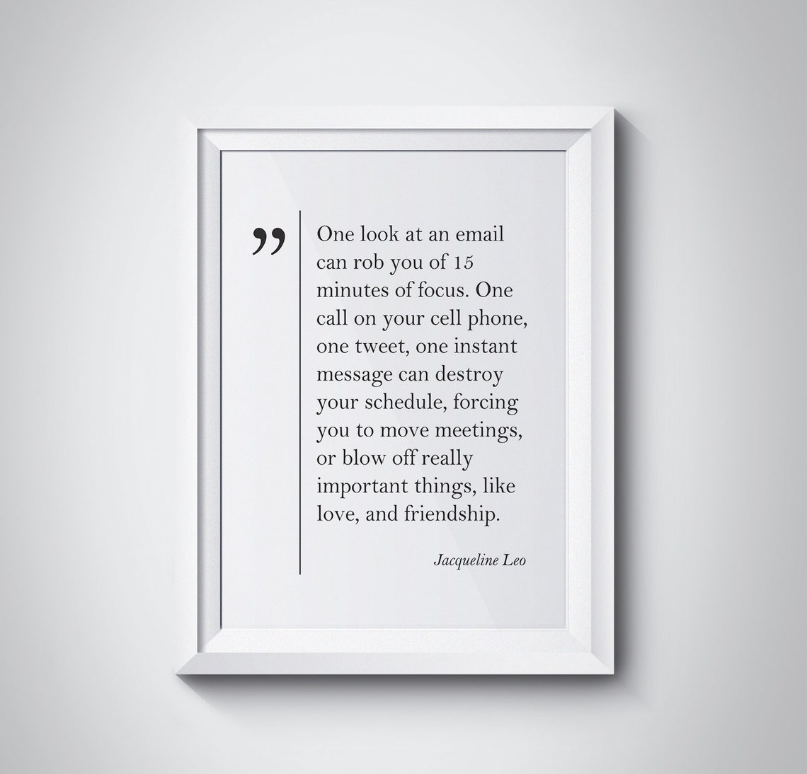 Jacqueline Leo Email Focus Friendship Quote Minimalist Poster
