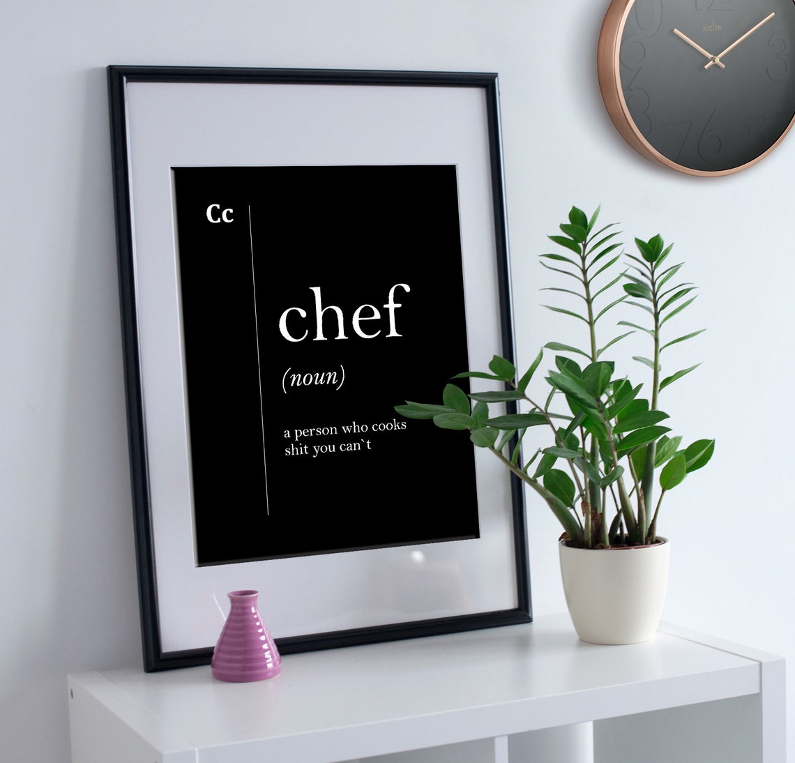 Chef Funny Noun Definition Black Kitchen Dictionary Gift Poster - Image 3