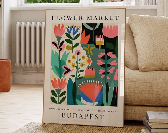 Budapest Flower Market Print Abstract Floral Art Poster