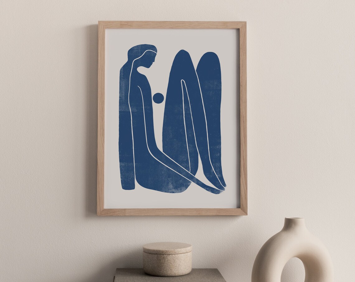 Thinking Blue, Figurative Illustration Artwork - Image 2