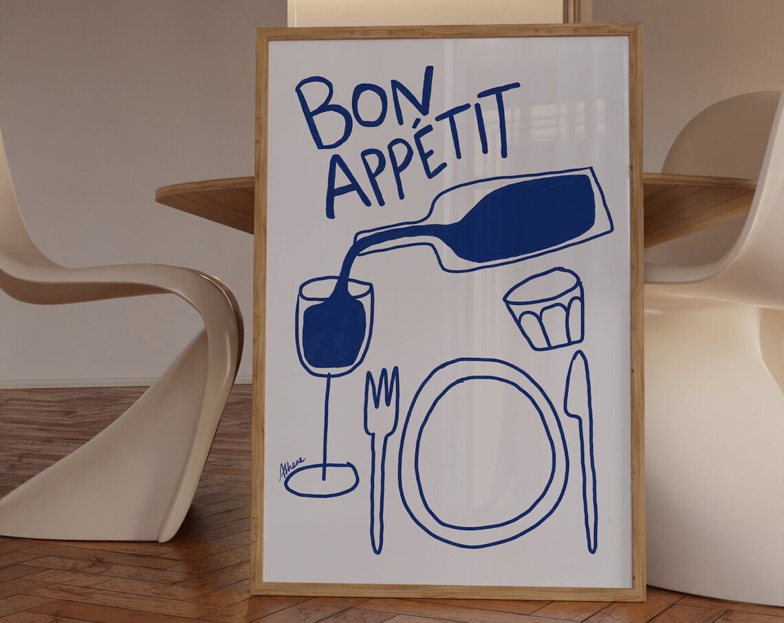 Menu Print Modern Kitchen Wall Art Illustration Prints Mid Century Trendy Room Decor Apartment