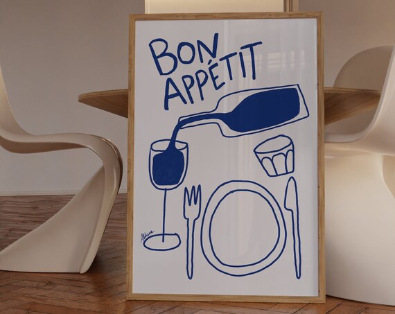 Menu Print Modern Kitchen Wall Art Illustration Prints Mid Century Trendy Room Decor Apartment