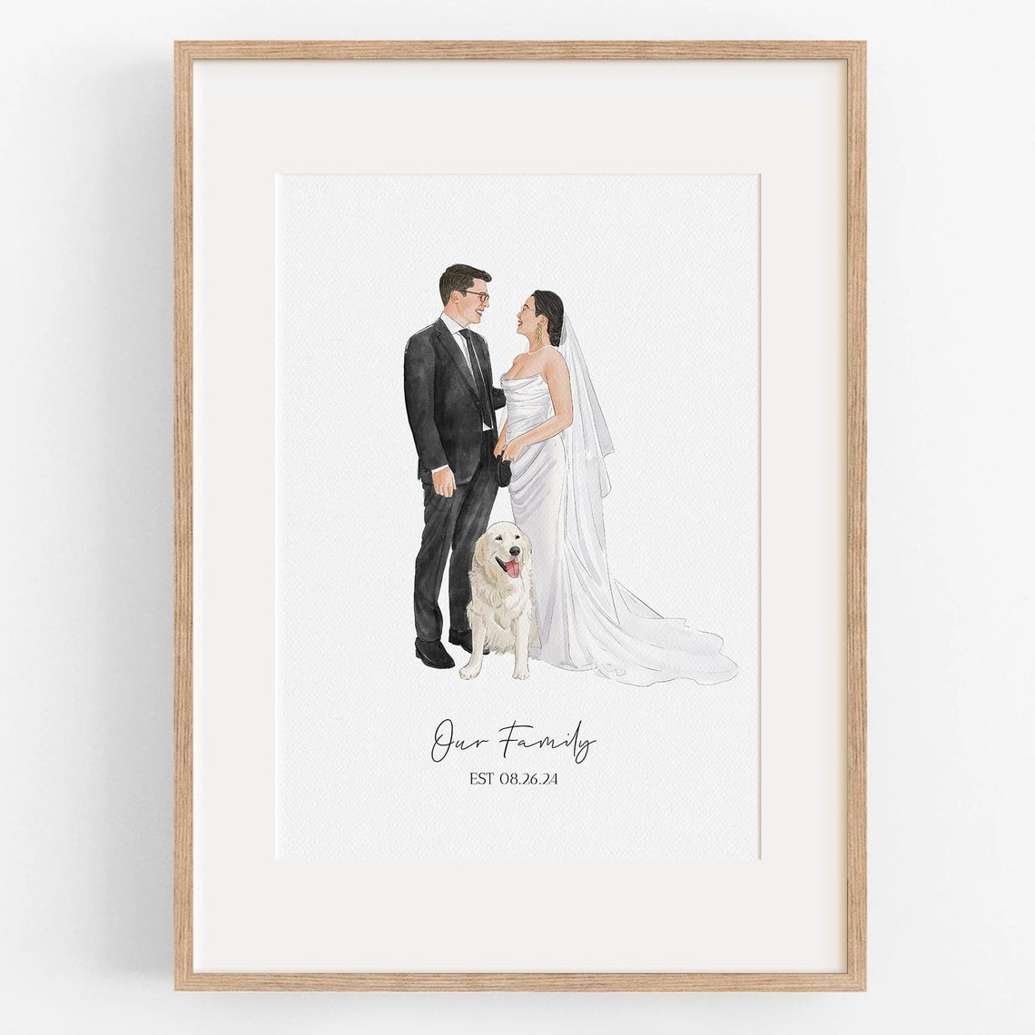 Custom Portrait From Photo Personalized Wedding Gift Watercolor Painting Anniversary Gifts For Wife Husband Couple Portrait Family Gift