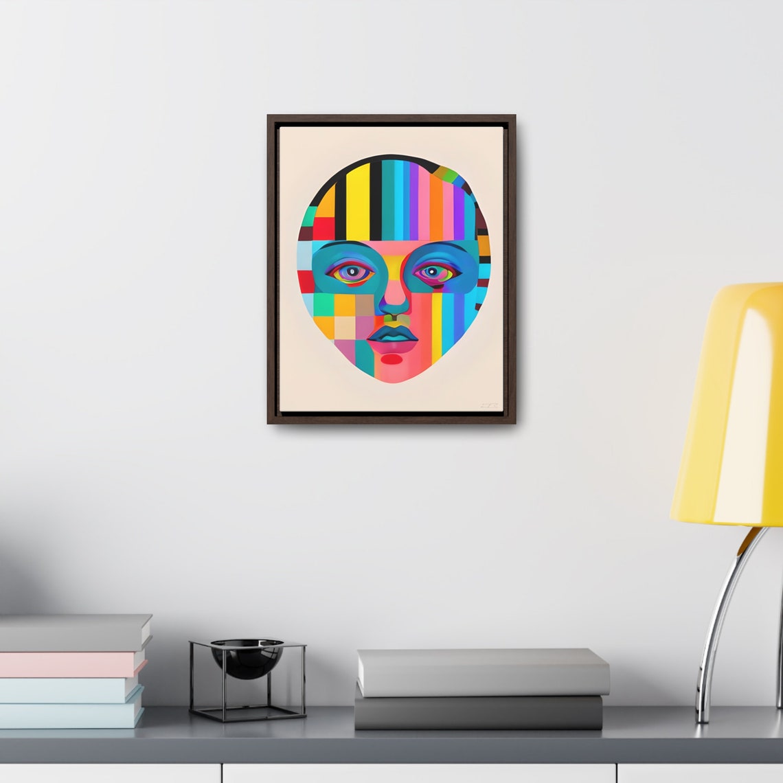 Shades Rainbow Striped Oval Face Kaleidoscope Eye Abstract Print - Image 2