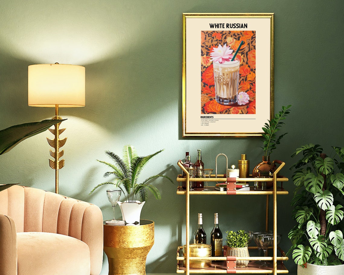 White Russian Cocktail Recipe Creamy Drink Bar Cart Wall Art - Image 3