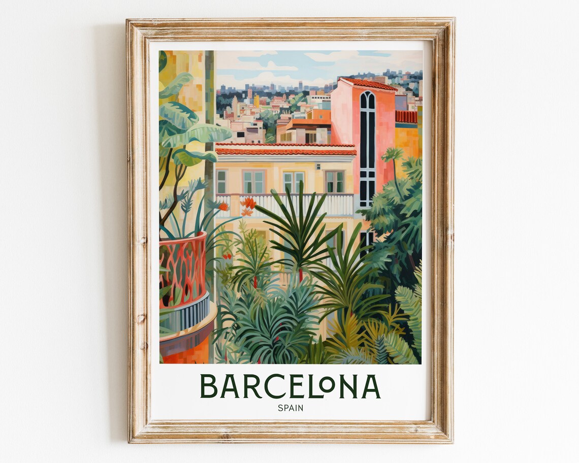 Barcelona Vintage Mid-Century Travel Poster Art Print - Image 3