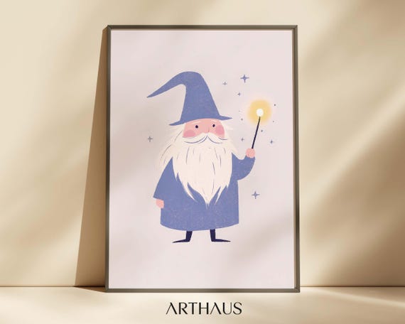 Kids Mage Wall Art Kids Room Decor Cute Wizard Boho Toddler Kids Room Decor Animal Playful Childrens Decor