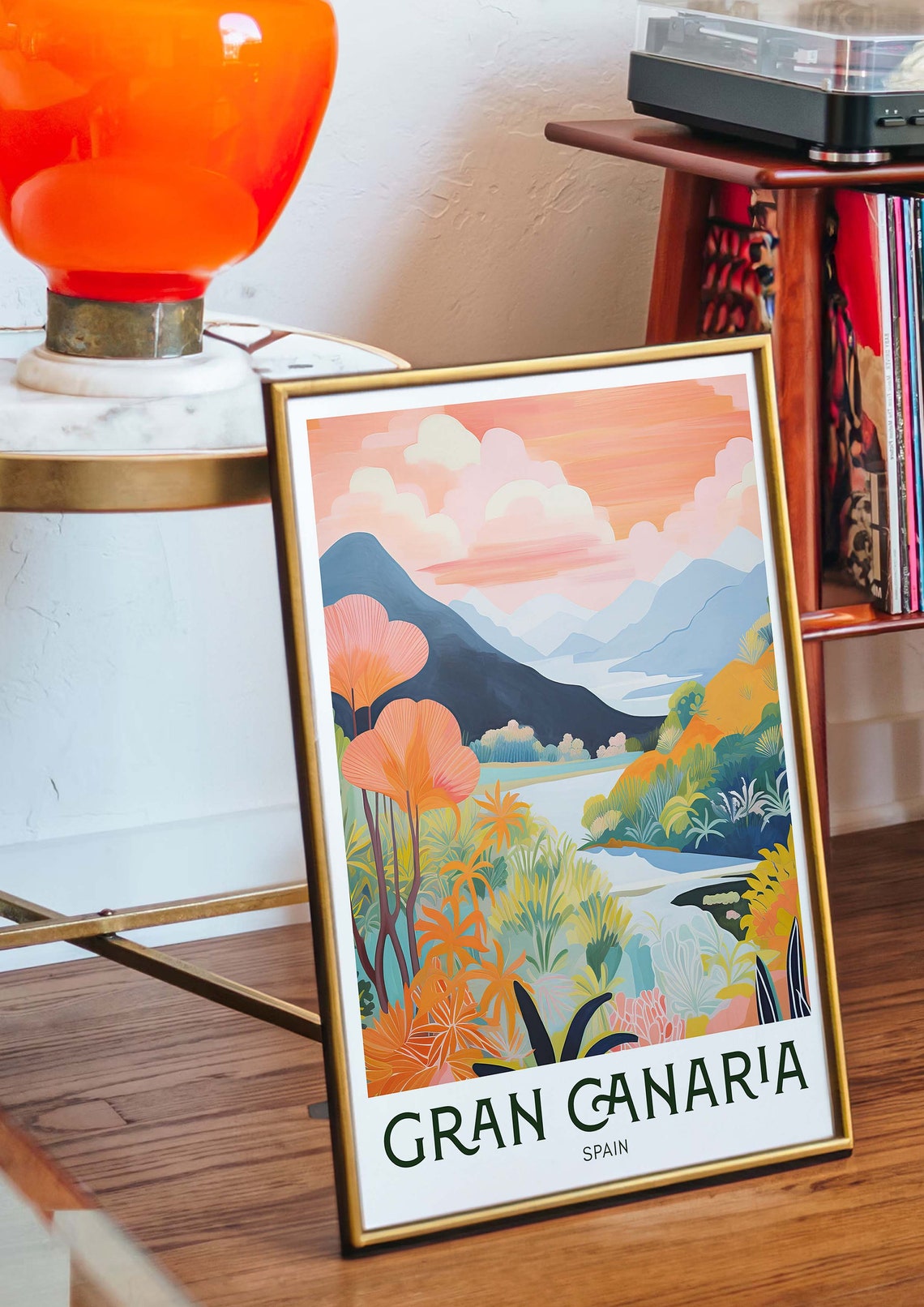 Gran Canaria Spain Tropical Mountain Paradise Color Art Poster - Image 2