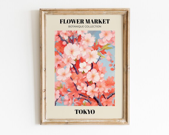 Flower Market Tokyo Print Japan Floral Prints Trendy Wall Art Botanical Poster