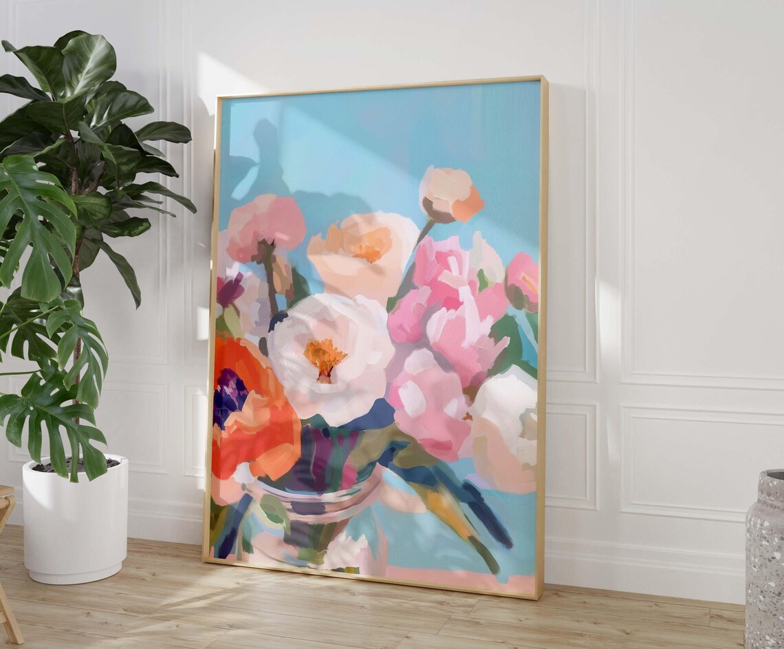 Summer Flower Beach Print Girly Botanical Wall Art