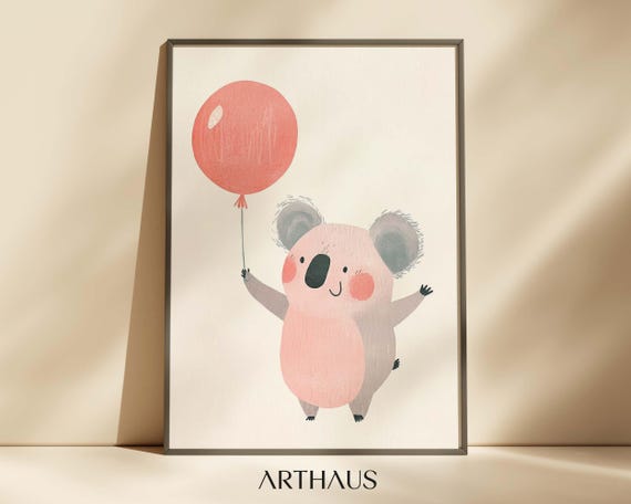 Nursery Koala Wall Art Kids Room Decor Cute Koala Koala Bear Poster Nursery Print Jungle Animal Baby Room