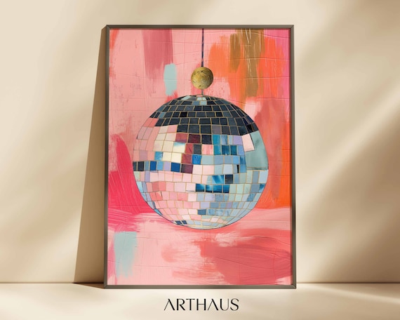 Dopamine Wall Art, Maximalist Disco Ball Print